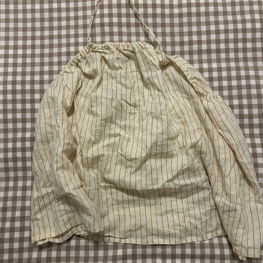 Cream Striped Halter Top
